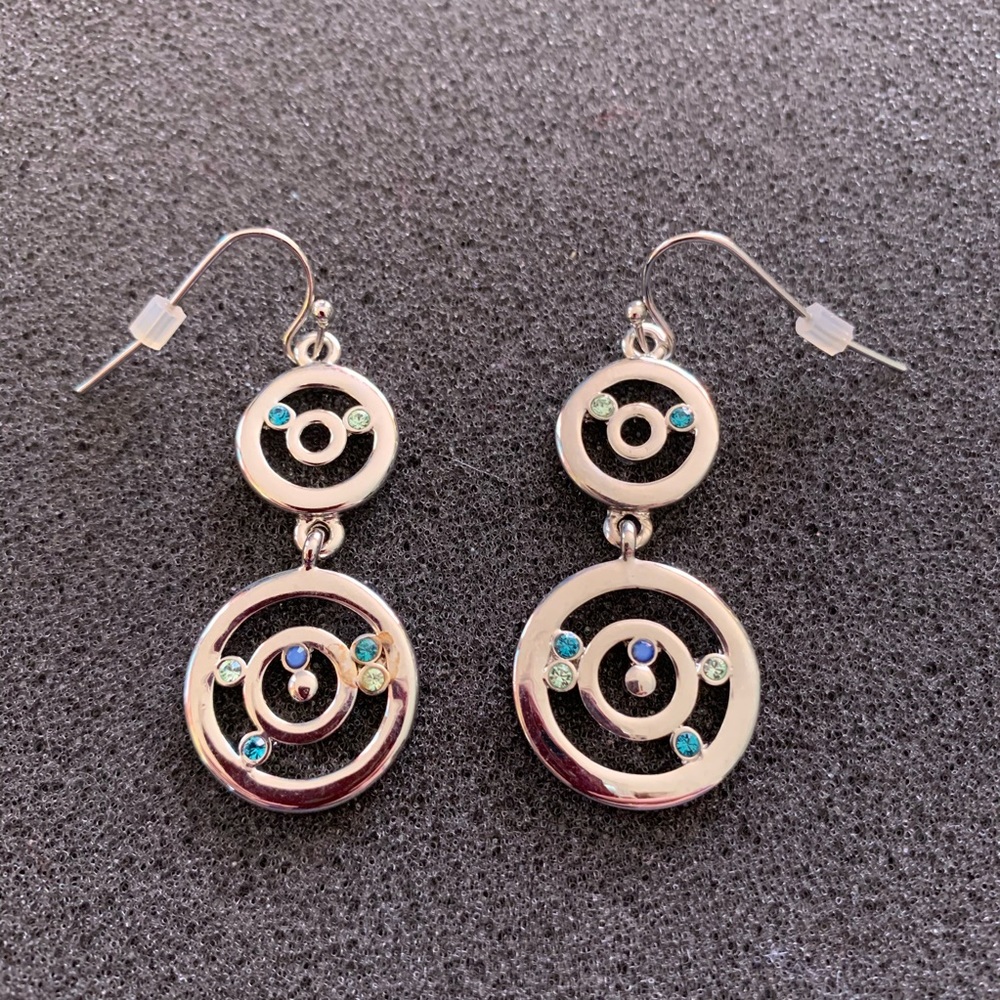 Lia Sophia Earrings Silver Blue Green